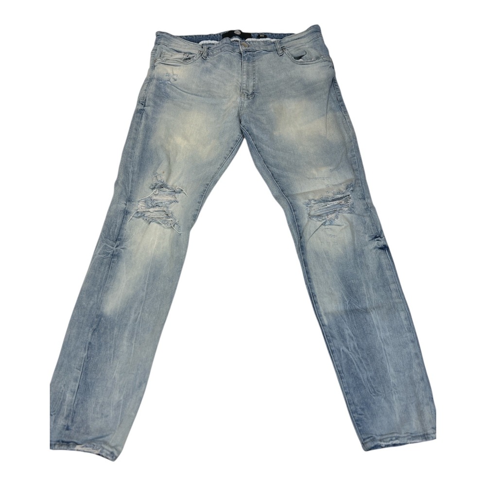 JORDAN CRAIG Distressed Denim Jeans Ripped Bleach Wash Slim Fit‎ Mens Size 34x32